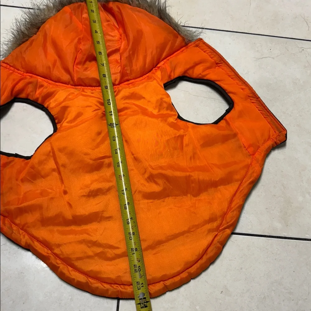 Brown and White Dog Jacket with Hood Size L